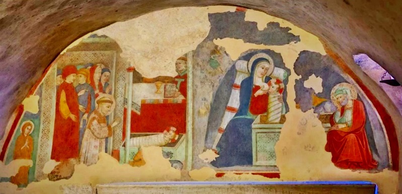 Assisi Szent Ferenc freskója Greccio-ban