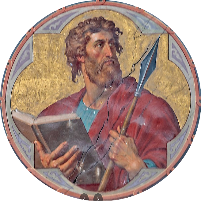 Szent Tamás apostol freskója a templom boltívén
